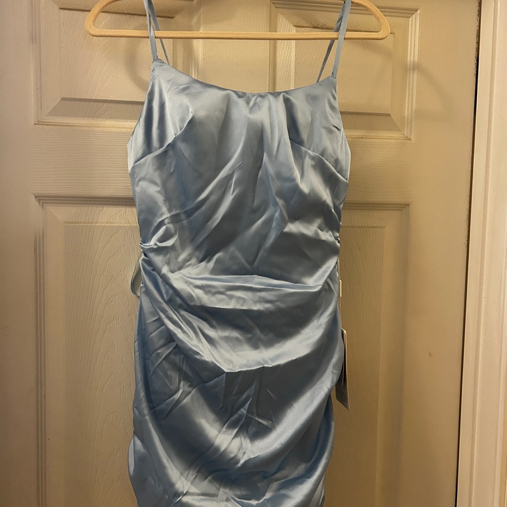 Elegant Light Blue Satin Dress